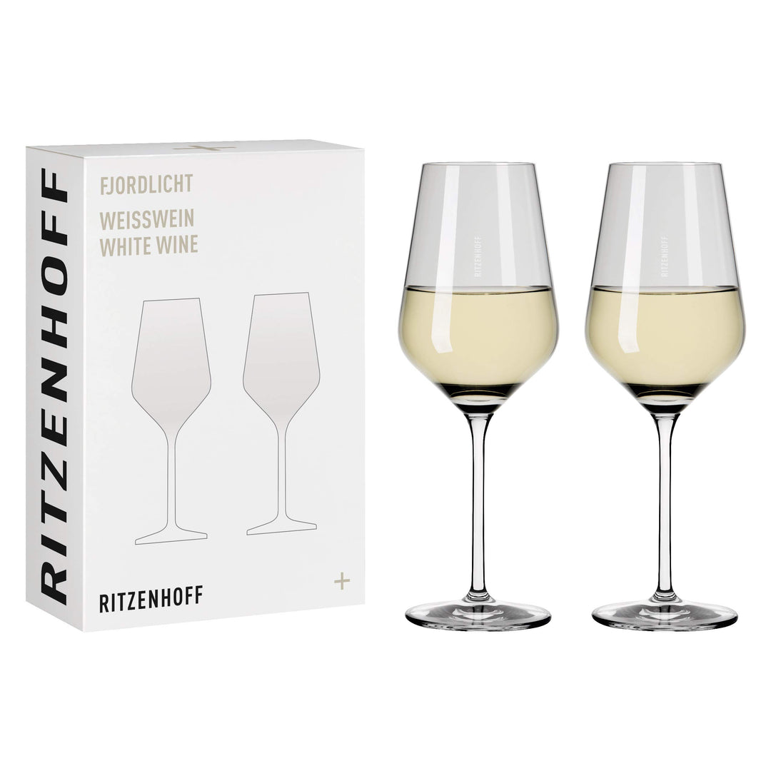 RITZENHOFF 3641002 Weissweinglas 300 ml – Serie Fjordlicht Nr. 2 – 2 Stück mit Farbverlauf Grey – Ma