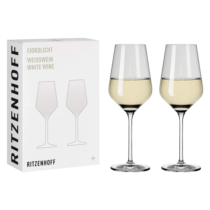 RITZENHOFF 3641002 Weissweinglas 300 ml – Serie Fjordlicht Nr. 2 – 2 Stück mit Farbverlauf Grey – Ma