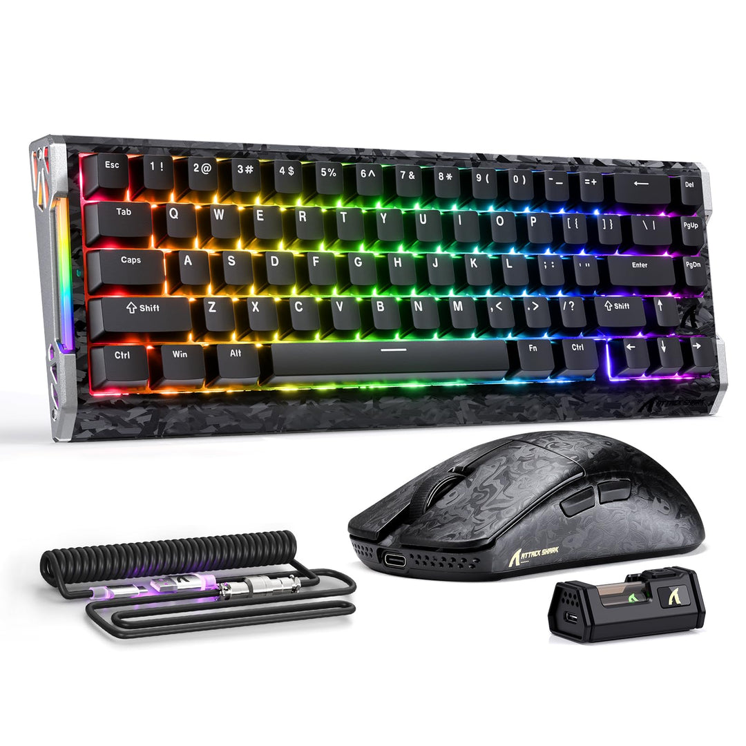 ATTACK SHARK R68 HE Kabellose Magnetische Tastatur, Kabellosen R11 ULTRA Gaming-Maus aus Carbonfaser