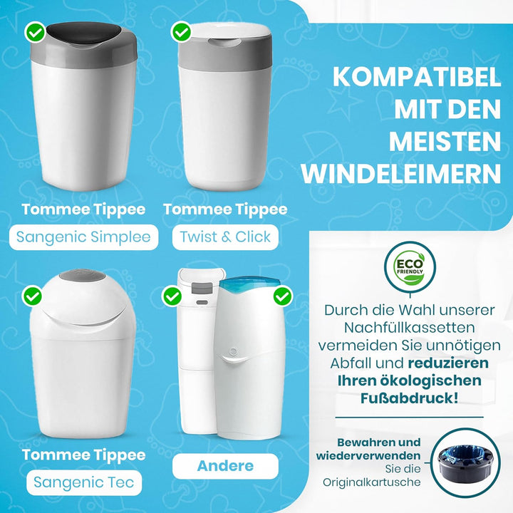 VibeGifting® XXL-Familienpackung – 9 windeleimer nachfüllfolie à 10 m, kompatibel mit Tommee Tippee