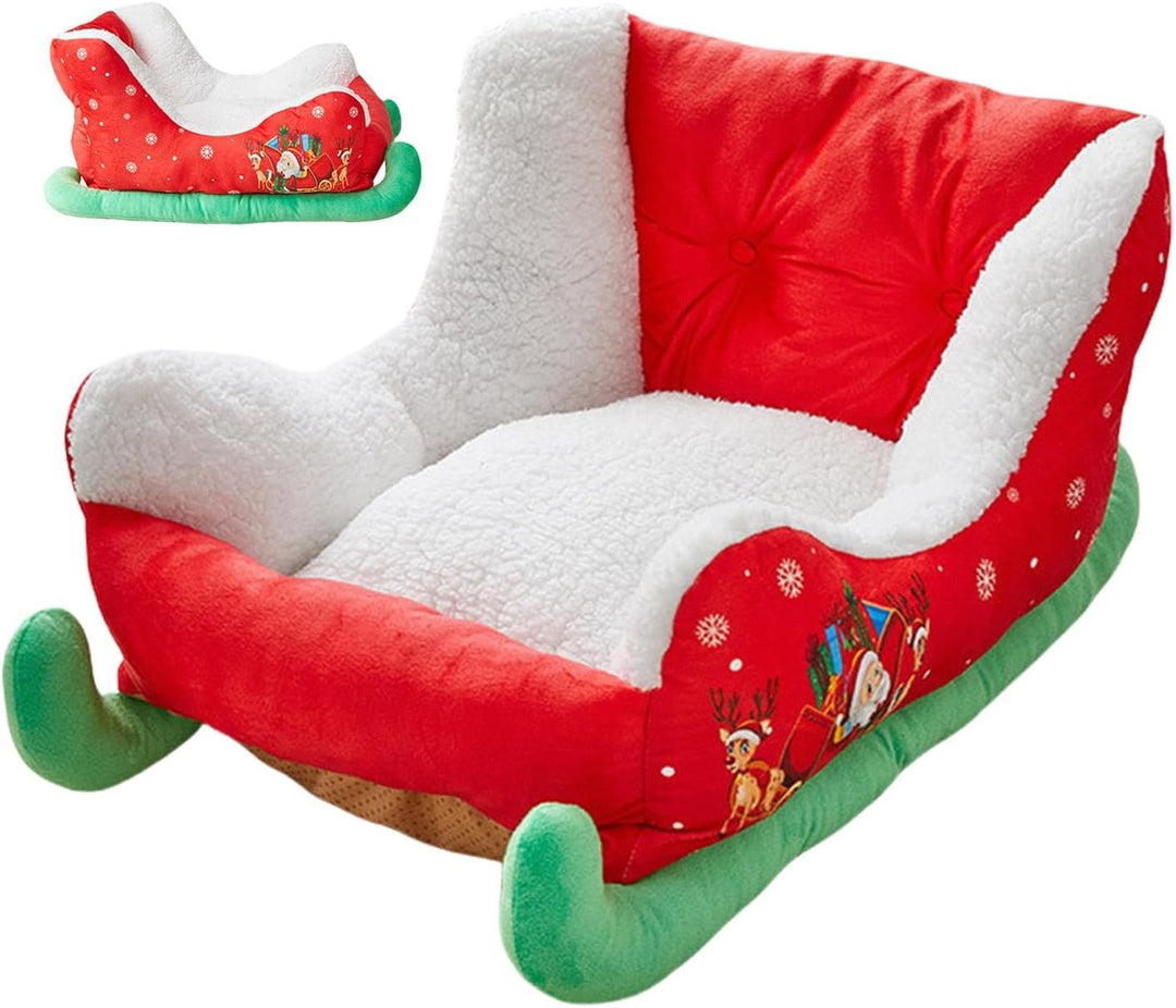 Weihnachts Schlitten Haustierbett, Einzigartiges Katzenbett Hundebett Weiches Und Bequemes Plüsch Hu