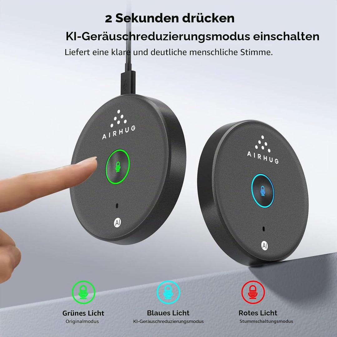 AIRHUG USB-Mikrofon, ohne Lautsprecher, Desktop-Computer-Mikrofon, Stummschalttaste mit LED-Anzeige,