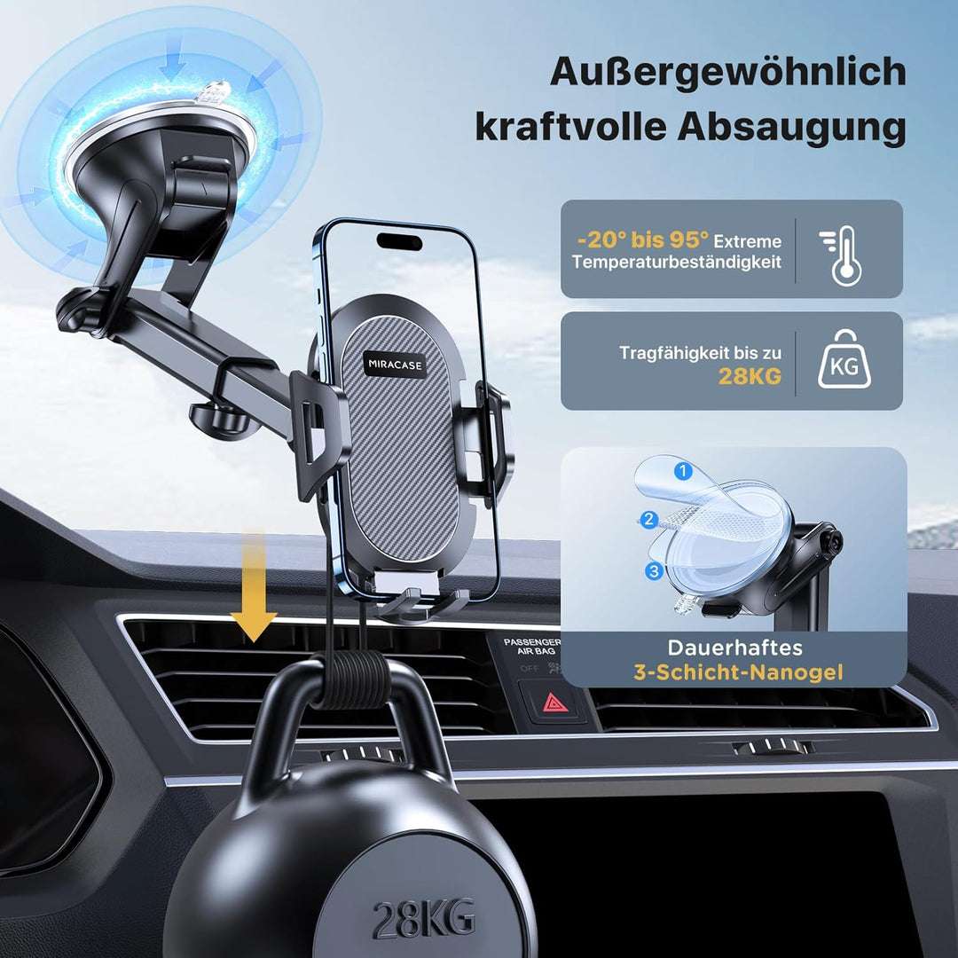 Miracase Handyhalterung Auto[Super stabil &Starker Saugnapf] Handyhalter Auto für Armaturenbrett Win