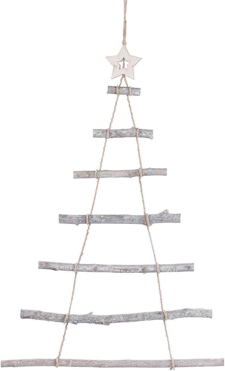 Holzleiter Tannenbaum: Deko-Holzleiter in Weihnachtsbaum-Form zum Aufhängen, 48 x 78 cm (Weihnachtsb