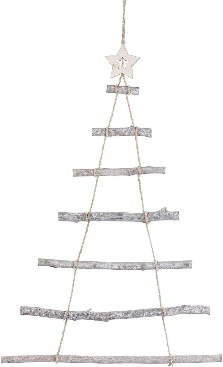 Holzleiter Tannenbaum: Deko-Holzleiter in Weihnachtsbaum-Form zum Aufhängen, 48 x 78 cm (Weihnachtsb