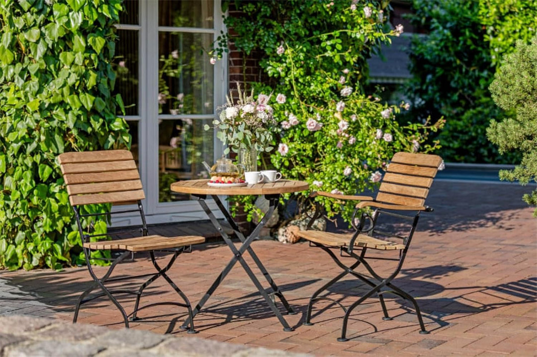 Kai Wiechmann Teak Klapptisch rund 70 cm wetterfest Premium für Balkon Terrasse Garten, 70 cm
