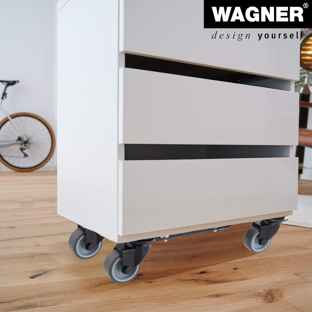 WAGNER Transportroller Transporthilfe I Industriestahl beschichtet 35-50 x 16,5 x 9 cm, Tragkraft 25