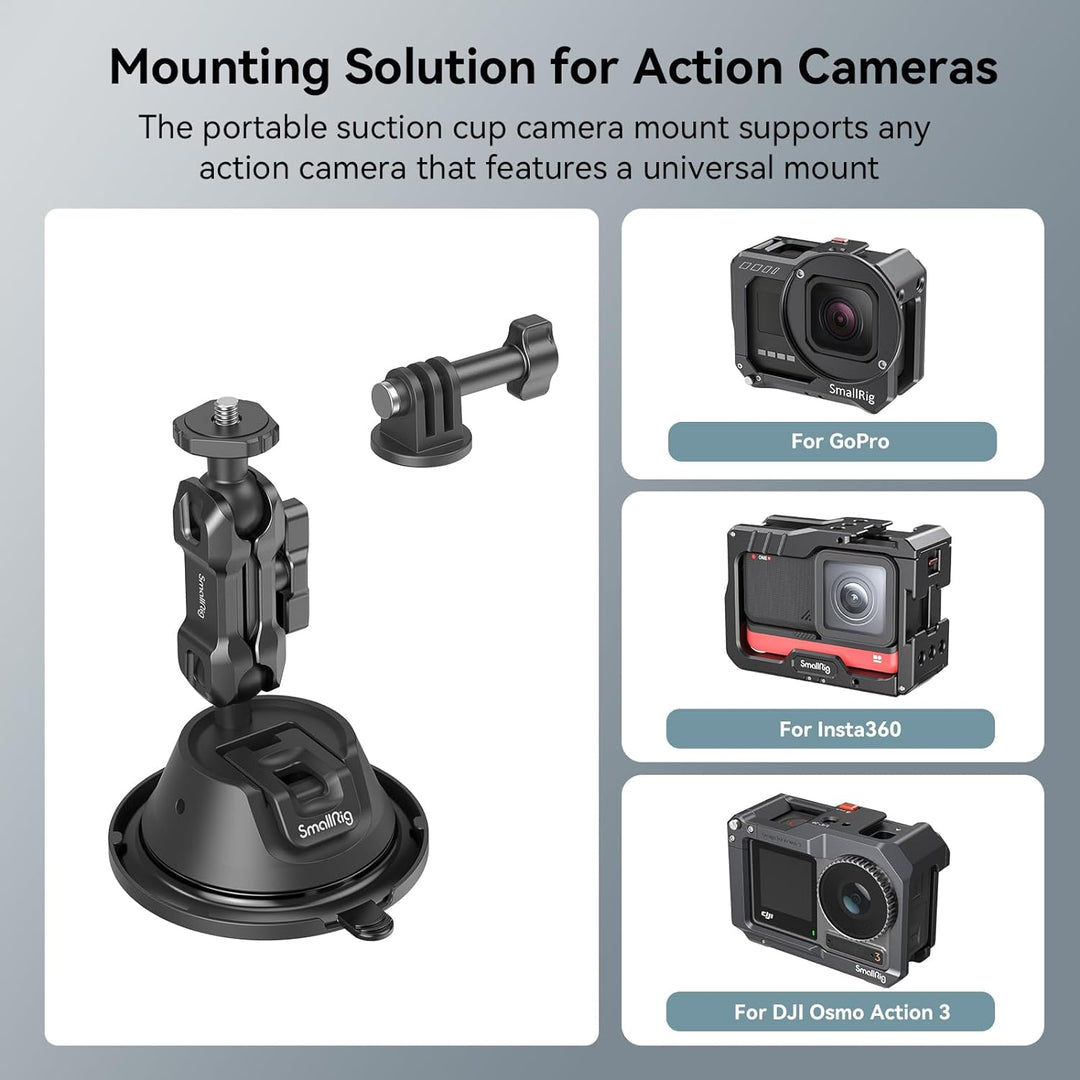 SMALLRIG Suction Cup Mount Doppelschicht-Saugnapfhalterung für GoPro Hero 12/11/10/9, für DJI Osmo A
