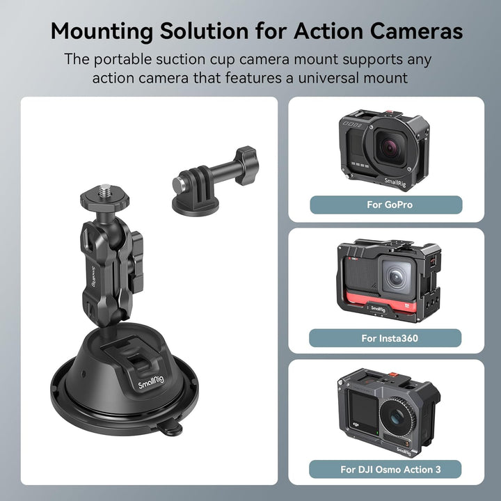 SMALLRIG Suction Cup Mount Doppelschicht-Saugnapfhalterung für GoPro Hero 12/11/10/9, für DJI Osmo A