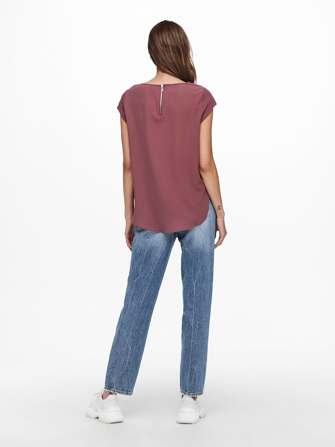 ONLY Damen Onlvic S/S Solid AOP Top Ptm T-Shirt, Blusenshirt, Kurzarm 36 2er Pack (Pack A: Rose Brow