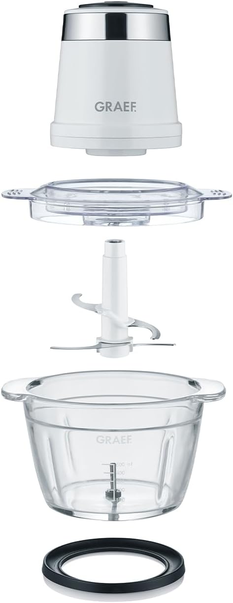 GRAEF Multi-Zerkleinerer CH501 Weiss Ideal zum Hacken, Schneiden und Mixen von Obst, Gemüse – Multi-