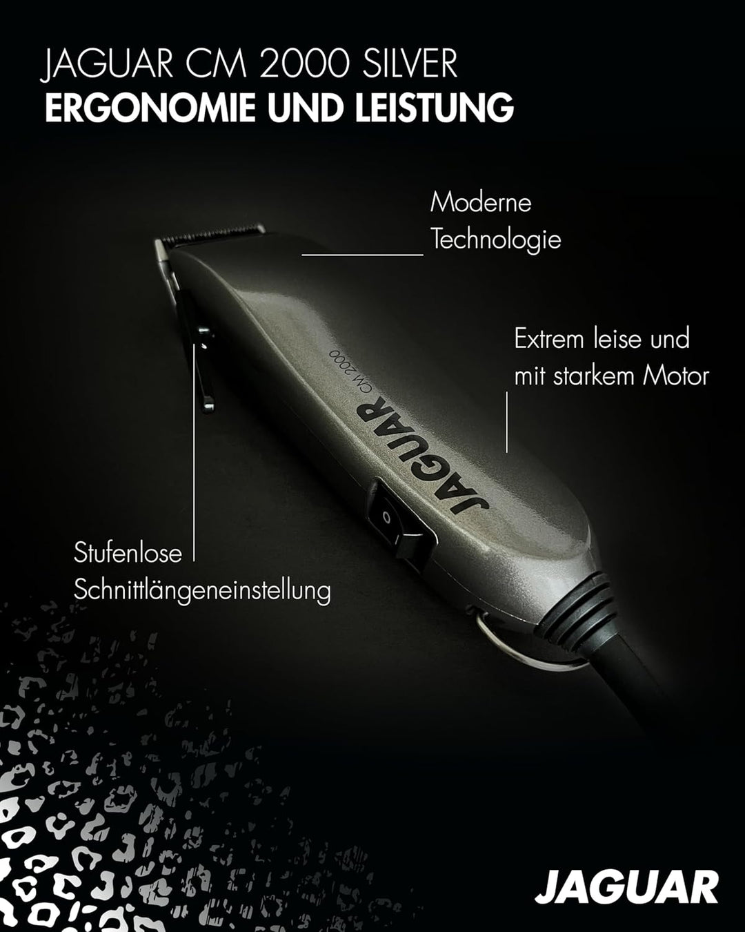 JAGUAR Haarschneidemaschine CM 2000 Silver | Profi-Haarclipper für Netzbetrieb | Schnellmontage-Syst