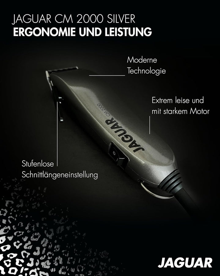 JAGUAR Haarschneidemaschine CM 2000 Silver | Profi-Haarclipper für Netzbetrieb | Schnellmontage-Syst