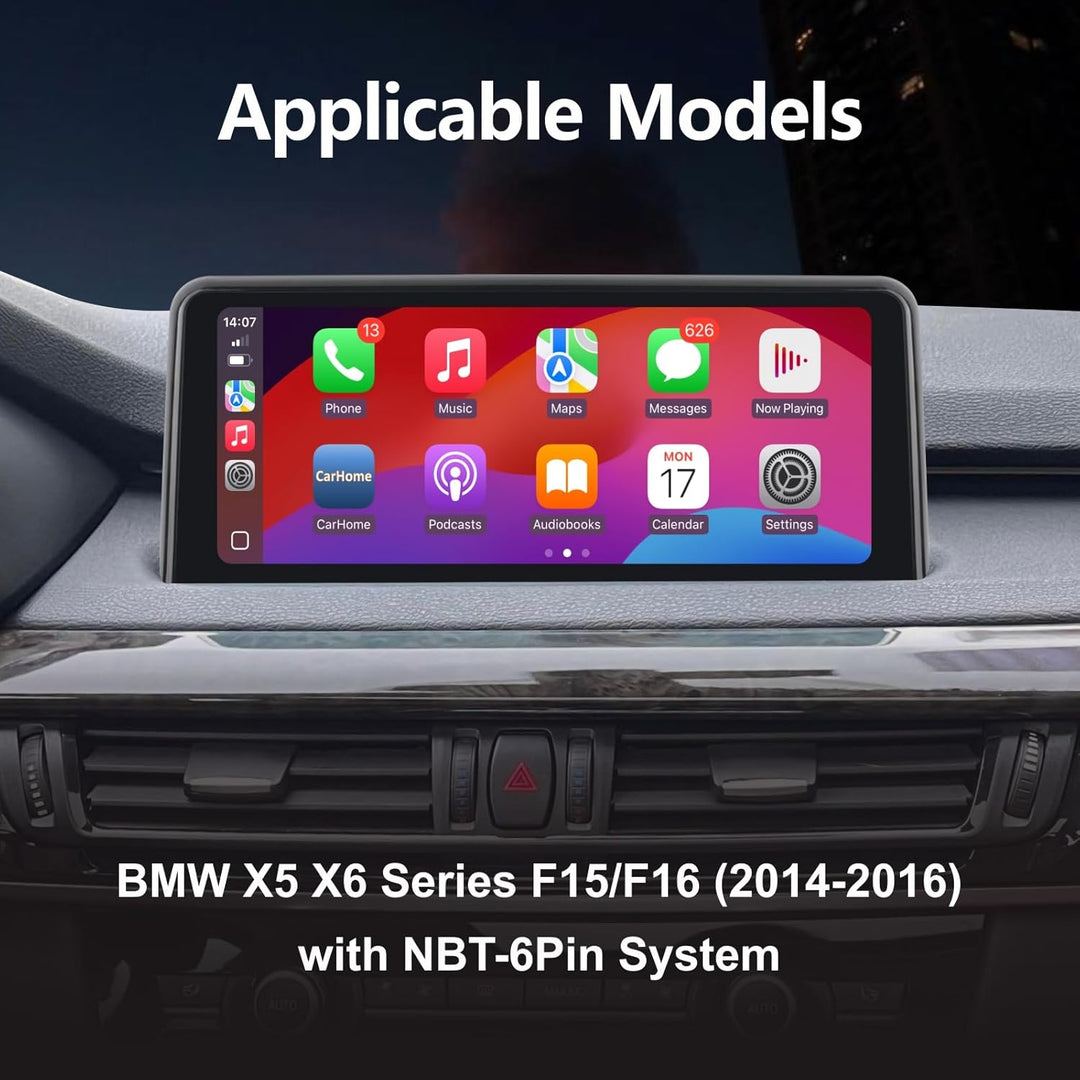 Autoradio mit drahtlosem CarPlay & Android Auto Kompatibel mit BMW X5 X6 Serie F15/F16 (2014-2016)NB