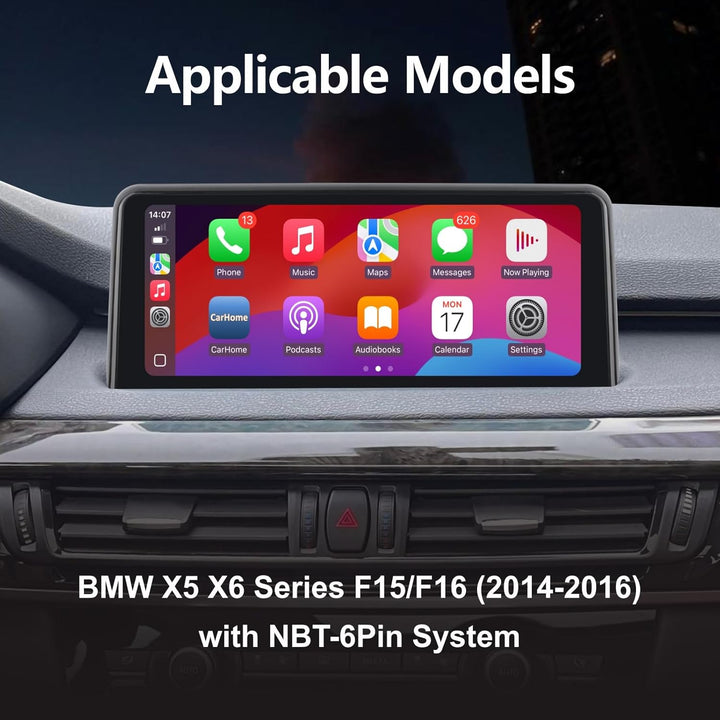 Autoradio mit drahtlosem CarPlay & Android Auto Kompatibel mit BMW X5 X6 Serie F15/F16 (2014-2016)NB