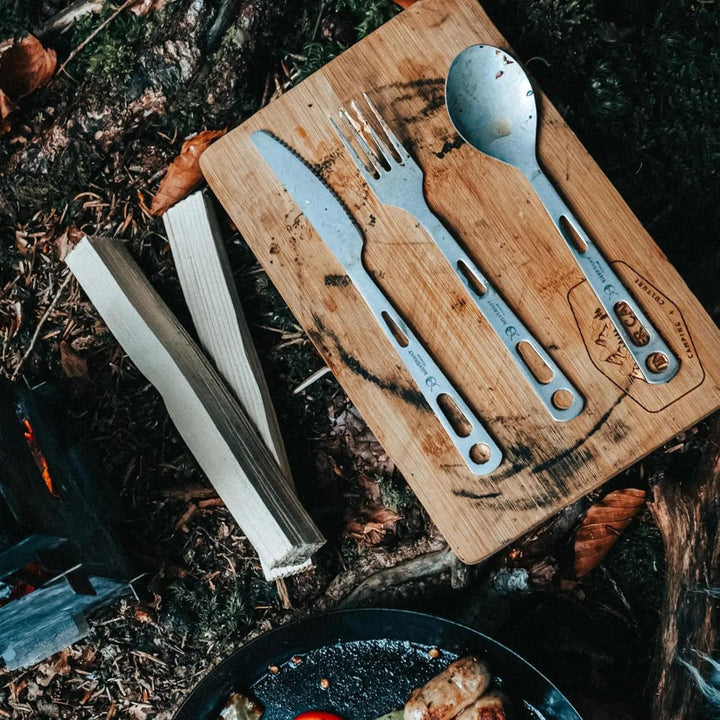 SILVERANT Titan-Besteckset, leichtes Camping-Utensilien-Set, inklusive wiederverwendbarem Messer, Ga