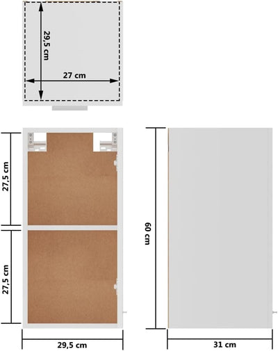 homiuse Hängeschrank Weiss 29,5x31x60 cm Holz KüChenschrank HäNgeschrank KüChe KüChenunterschrank Kü