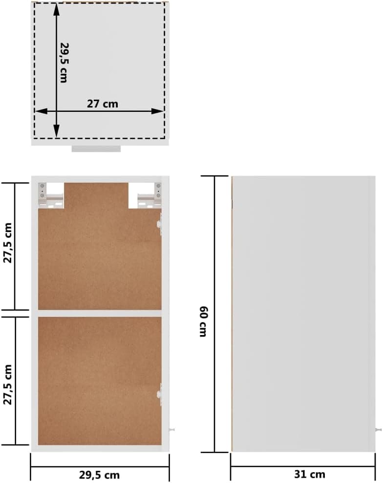 homiuse Hängeschrank Weiss 29,5x31x60 cm Holz KüChenschrank HäNgeschrank KüChe KüChenunterschrank Kü