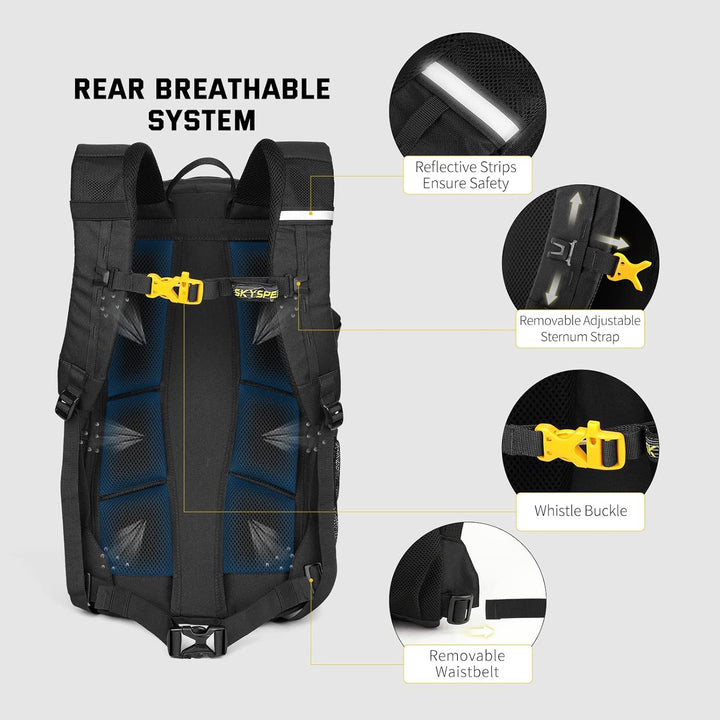 SKYSPER LANTC 25 Wanderrucksack 25L Leicht Rucksack Rucksack mit Rückenbelüftung & Trinksystem Trekk