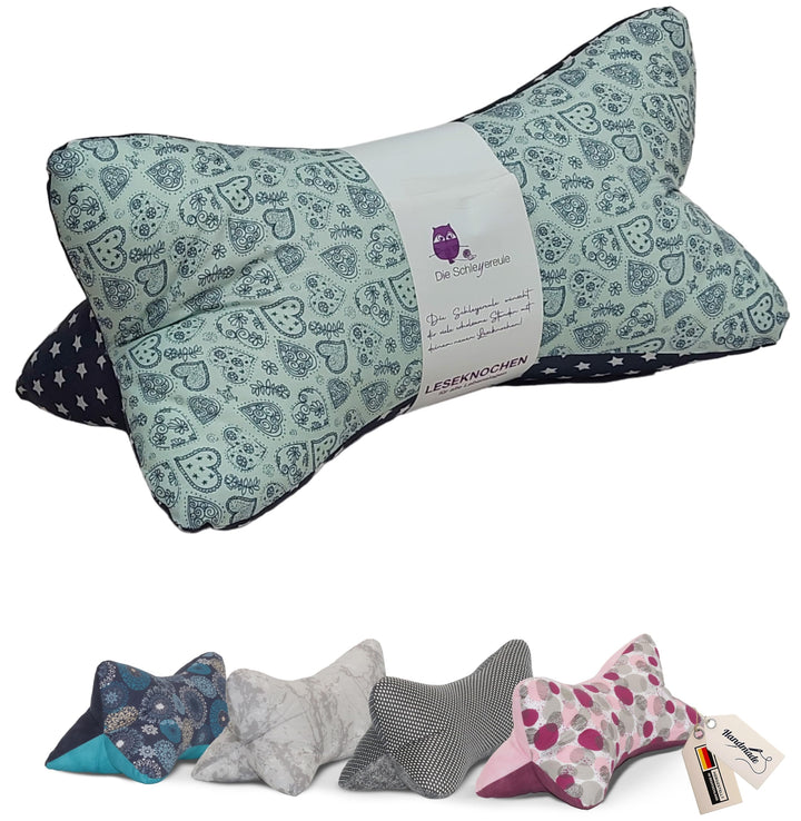 Leseknochen Nackenkissen Handmade in Deutschland, ergonomisch und waschbar, als Nackenrolle, Lesekis