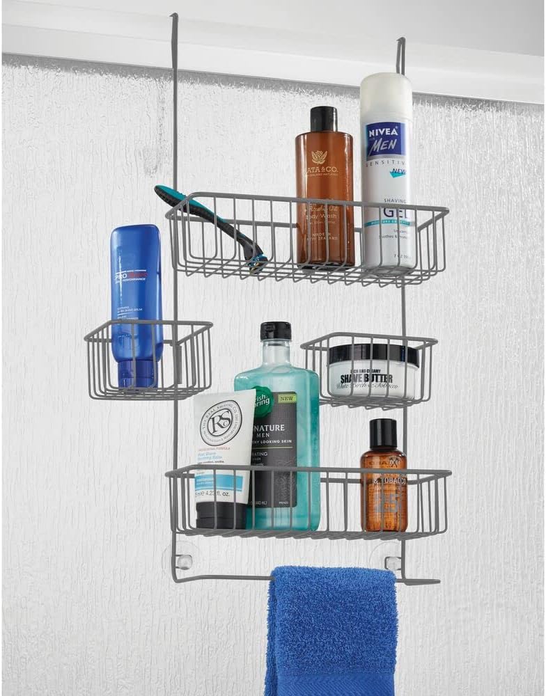 mDesign Duschregal ohne Bohren – Duschablage für Shampoo, Duschgel, Waschlappen etc. – praktische Au