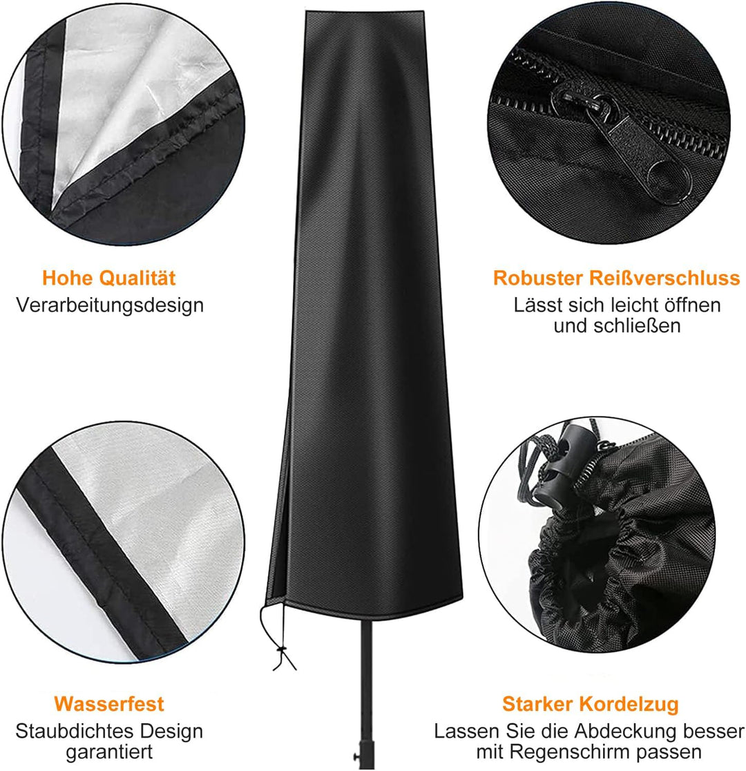 OKPOW Schutzhülle für 3m Grosse Sonnenschirm: 600D Wasserdicht Abdeckung Sonnenschirm mit Zip - Anti