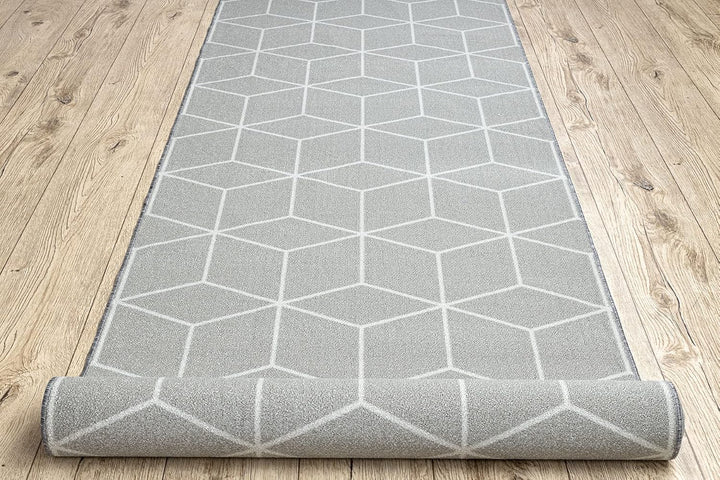 rugsx Antirutsch Teppichläufer Cube Würfel - moderner Kurzflor für Küche, Flur & Wohnzimmer, Meterwa