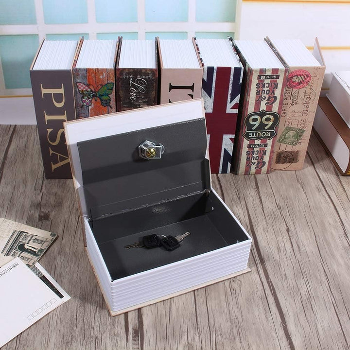 Buchsafe mit Schlüssel, Mini-Tresor, Spardose, Wörterbuch, Geheimtresor, Sicherheitsbox, Geld, Barge