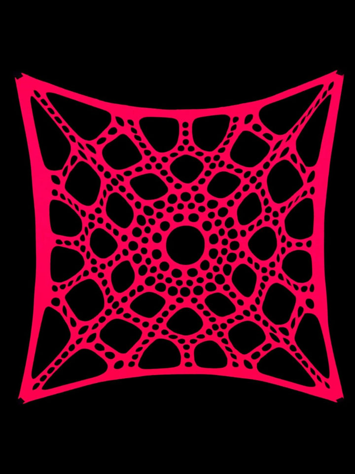 PSYWORK Schwarzlicht Segel Spandex | Neon Spiderweb | Fuchsia | 3 x 3m | UV-aktiv | Leuchtend | Wand