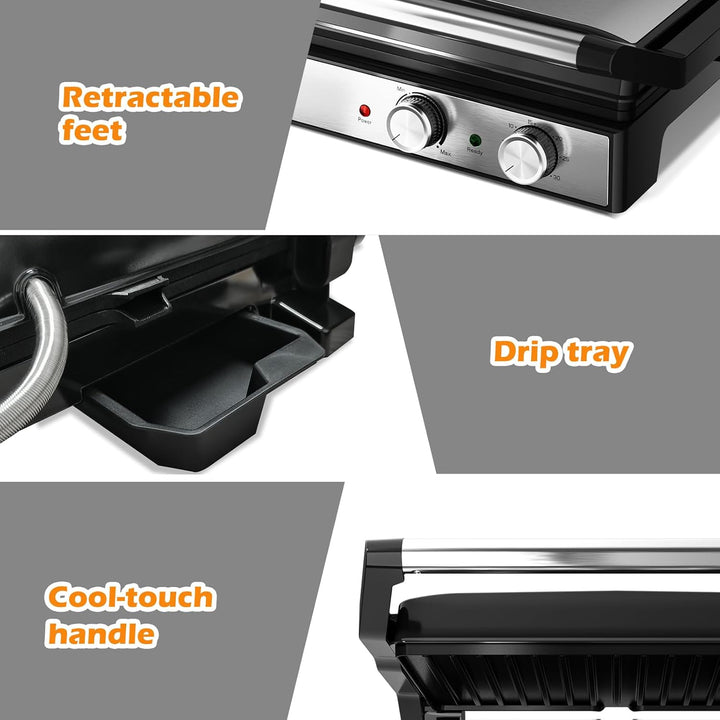 KEINVE Kontaktgrill, Keramikbeschichteter, 30 Minuten Timer. Panini Grill und Sandwichmaker für Sand