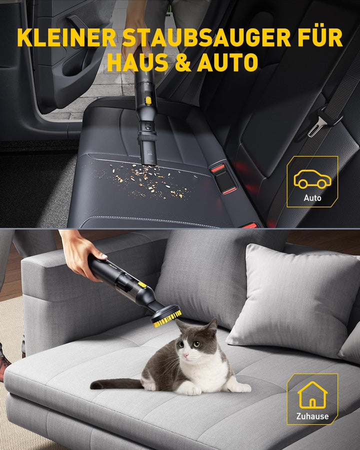 AUXITO Mini Handstaubsauger Akku mit hoher Leistung 24000 Pa,Autostaubsauger mit Blas- & Saugfunktio