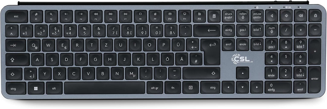 CSL Logix Pro - Tastatur Maus Set kabellos in schwarz mit QWERTZ Layout bestehend aus Funktastatur,