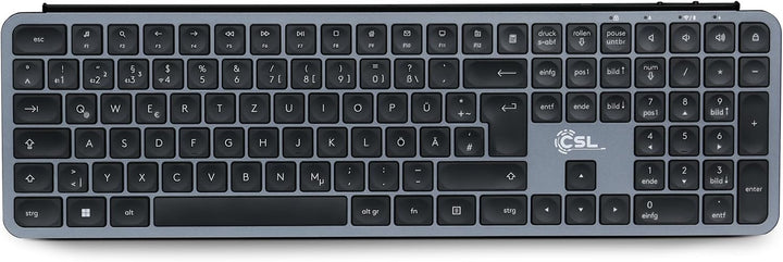 CSL Logix Pro - Tastatur Maus Set kabellos in schwarz mit QWERTZ Layout bestehend aus Funktastatur,