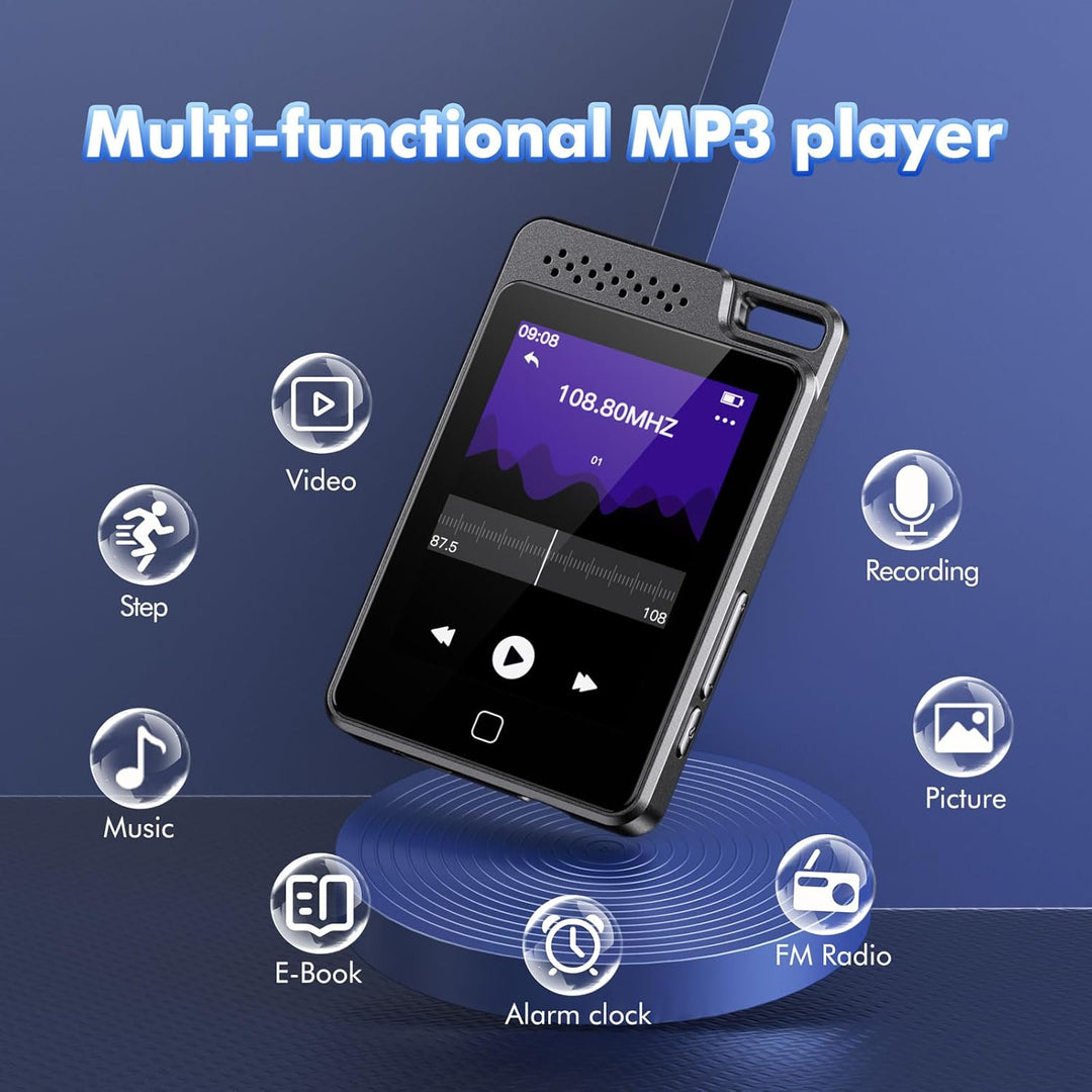 64GB MP3 Player mit Bluetooth 5.3, 2.4" Full Touchscreen Metallabdeckung Tragbarer Walkman MP3 Playe