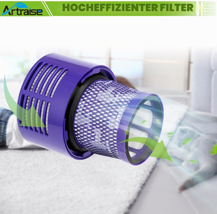 Artraise V10 Filter für Dyson 4 Stück Waschbar Ersatz Hepa Filter für Dyson V10 SV12 Cyclone Animal