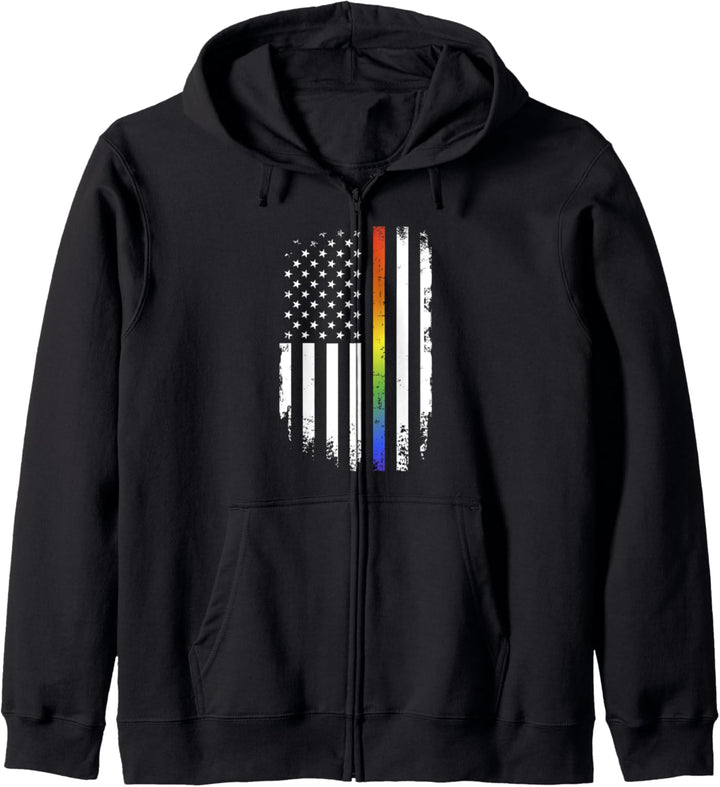 LGBT Pride Monatsunterstützung mit Regenbogen US-Flagge Kapuzenjacke