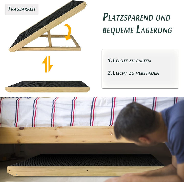 Hundetreppe Holz Hunderampe Haustiertreppe für Grosse Hunde Katzen Haustiere, Klappbar Hunderampen T