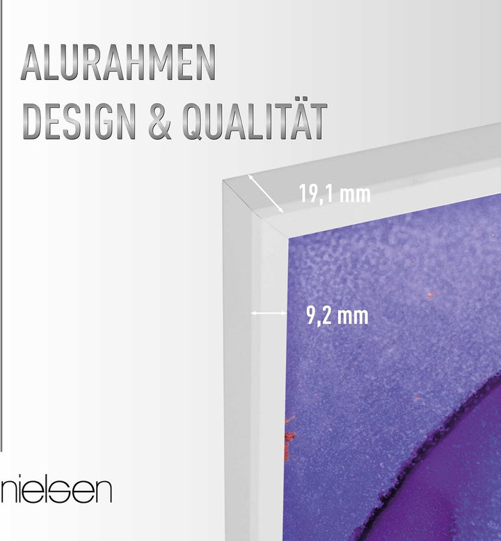 nielsen Bilderrahmen Atlanta, A1 59,4x84,1 cm, Aluminium Weiss Matt, bruchsicheres Acrylglas, für Po