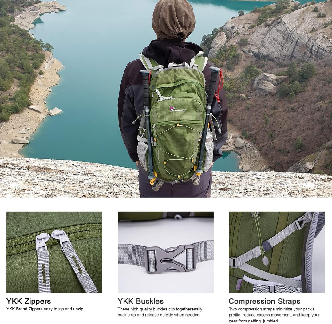 MOUNTAINTOP 40L Wanderrucksack Herren Damen Trekkingrucksack Outdoor Rucksäcke mit Regenhülle für Ca