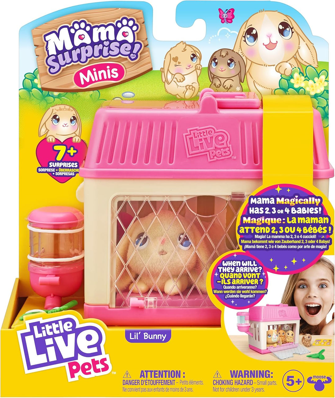 Little Live Pets Mama Surprise Mini Hasen-Spielset Lil' Bunny; die Hasen-Mama bekommt 2,3 oder 4 Bab