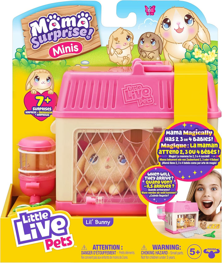 Little Live Pets Mama Surprise Mini Hasen-Spielset Lil' Bunny; die Hasen-Mama bekommt 2,3 oder 4 Bab