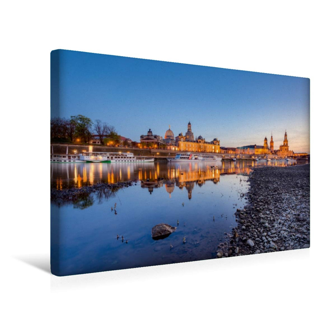 Premium Textil-Leinwand 45 x 30 cm Quer-Format Am Elbufer in Dresden | Wandbild, HD-Bild auf Keilrah
