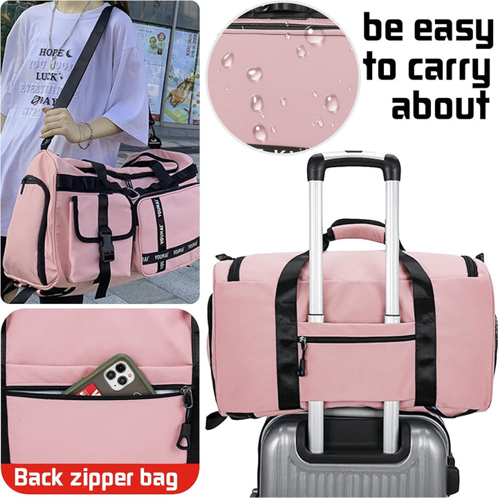 Reisetasche Damen Herren, 65L Wasserabweisende Sporttasche, Large Capacity Reise Tasche Gym Bag, mit