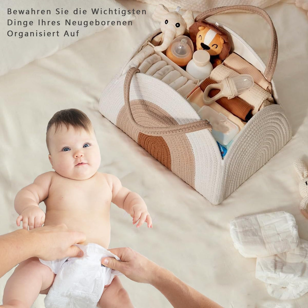 Wickeltasche Organizer, Baby Windel Caddy Korb, Tragbarer Aufbewahrungskorb für den Wickeltisch, Wic