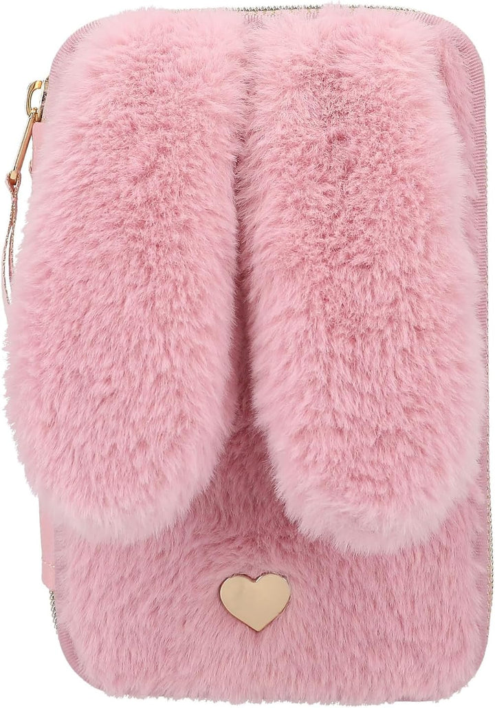Depesche 12864 Princess Mimi Bunny Ballet - Gefüllte 2-Fach Federtasche mit rosa Plüschfell und lang