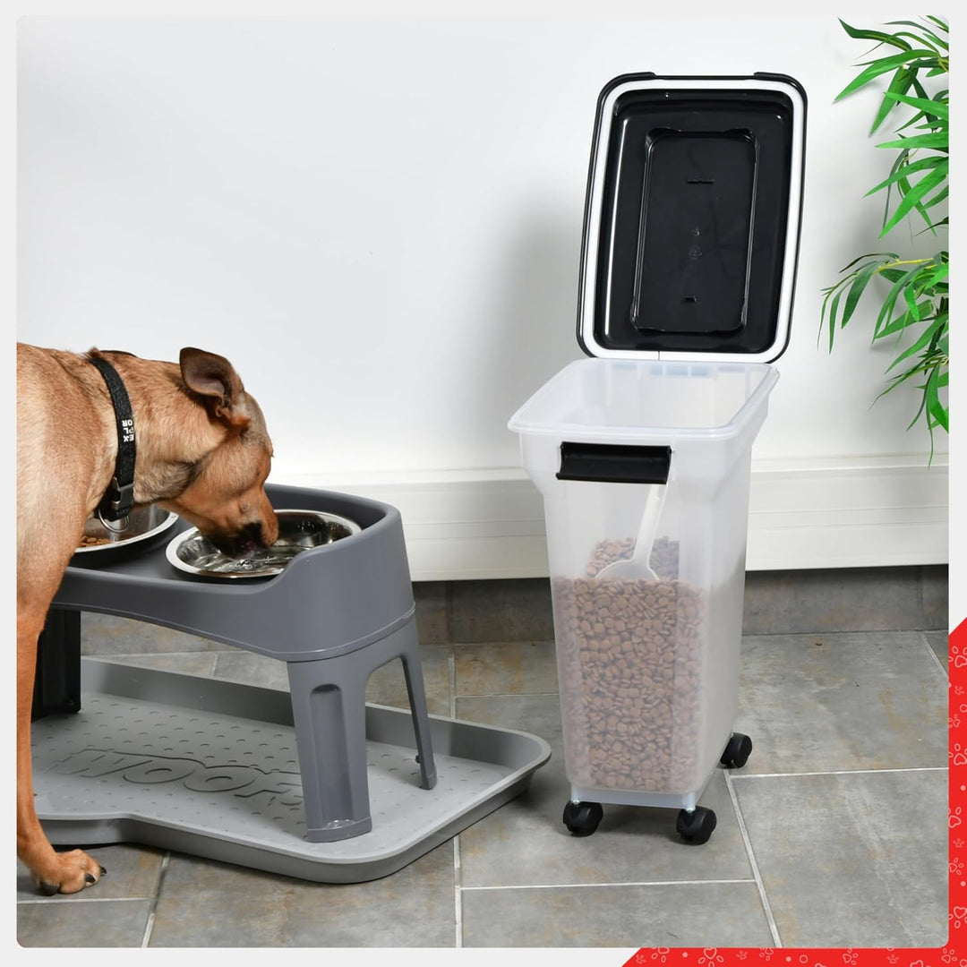Iris Ohyama, Hundefutter Aufbewahrung, Futtertonne hund, 20L/7.5kg, luftdicht, BPA-frei, 4 Räder & S