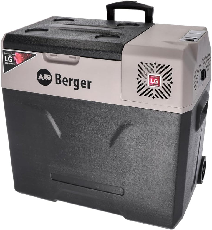 BERGER Kompressor Kühlbox B50-T 49 L │ 12V, 24V, 230V Stecker │ Elektrische Auto Kühlbox mit Rollen