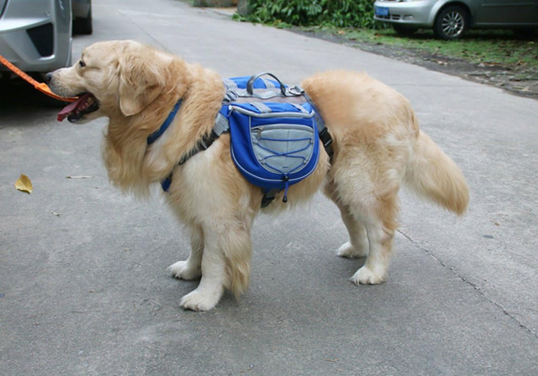 XIAOYU Hund Rucksack, verstellbare Satteltasche Kabelbaum Träger, für Reisen Wander-Camping, blau, S