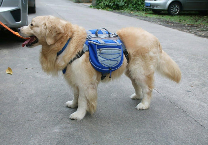 XIAOYU Hund Rucksack, verstellbare Satteltasche Kabelbaum Träger, für Reisen Wander-Camping, blau, S