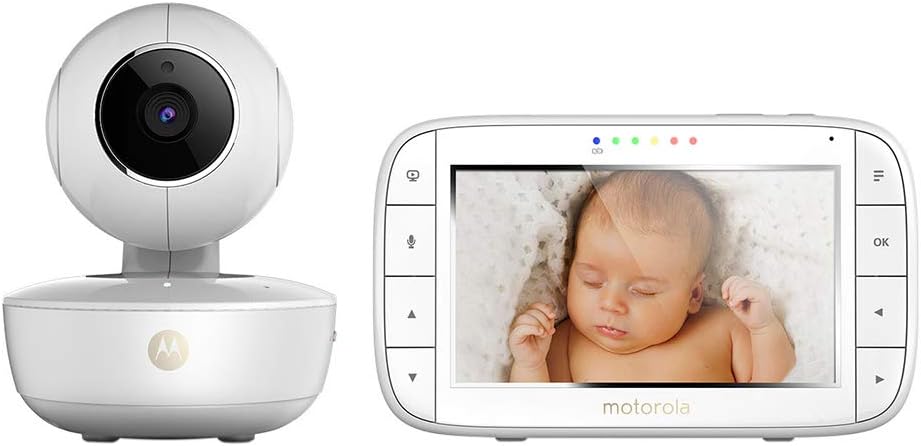 Motorola MBP 55 Video-Babyphone mit Schwenk,Neige-und Zoomfunktion,5,0 Zoll Farbdisplay, Nachtsicht,
